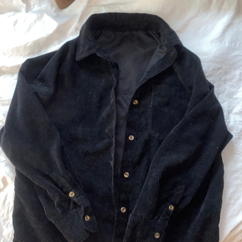 Black corduroy button up